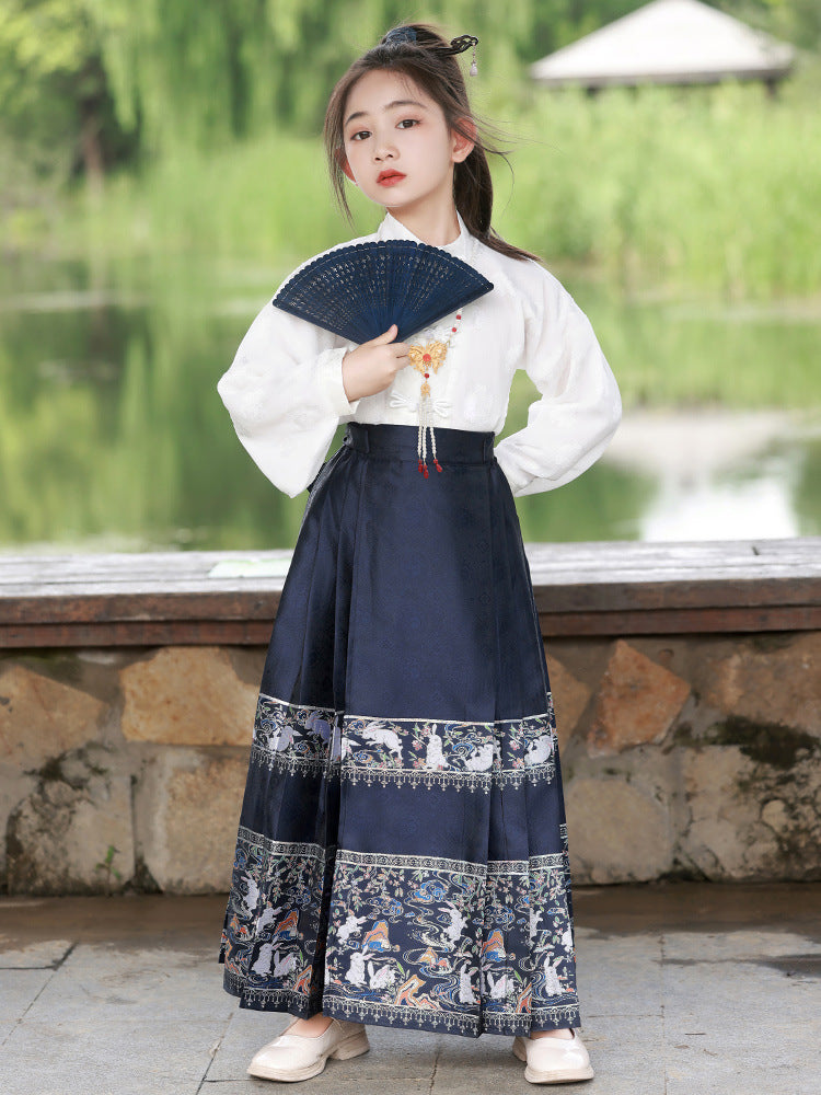 马面裙女童春秋新中式古风小女孩2025新款新年套装儿童女汉服套装