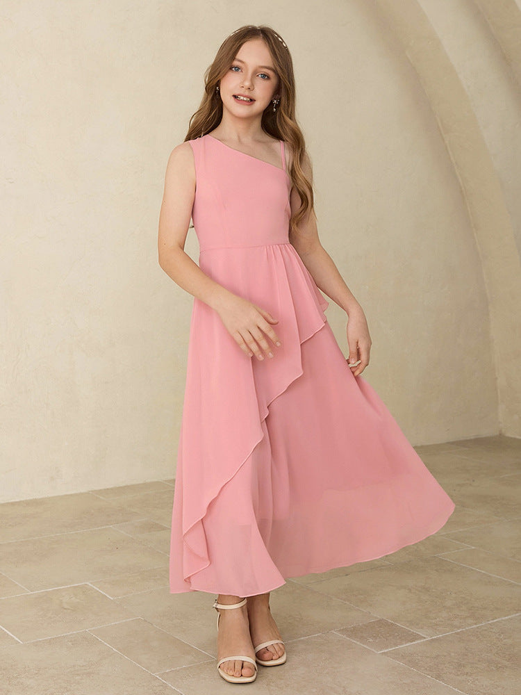 儿童小主持礼服2025新款女童公主裙气质钢琴演奏演出服雪纺连衣裙