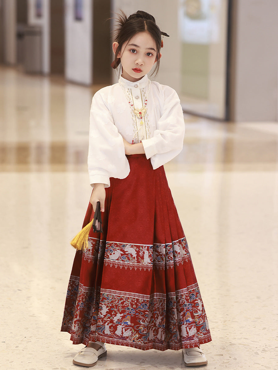 中大童古风裙秋季新款儿童套装马面裙小女孩汉服女童中国风公主裙