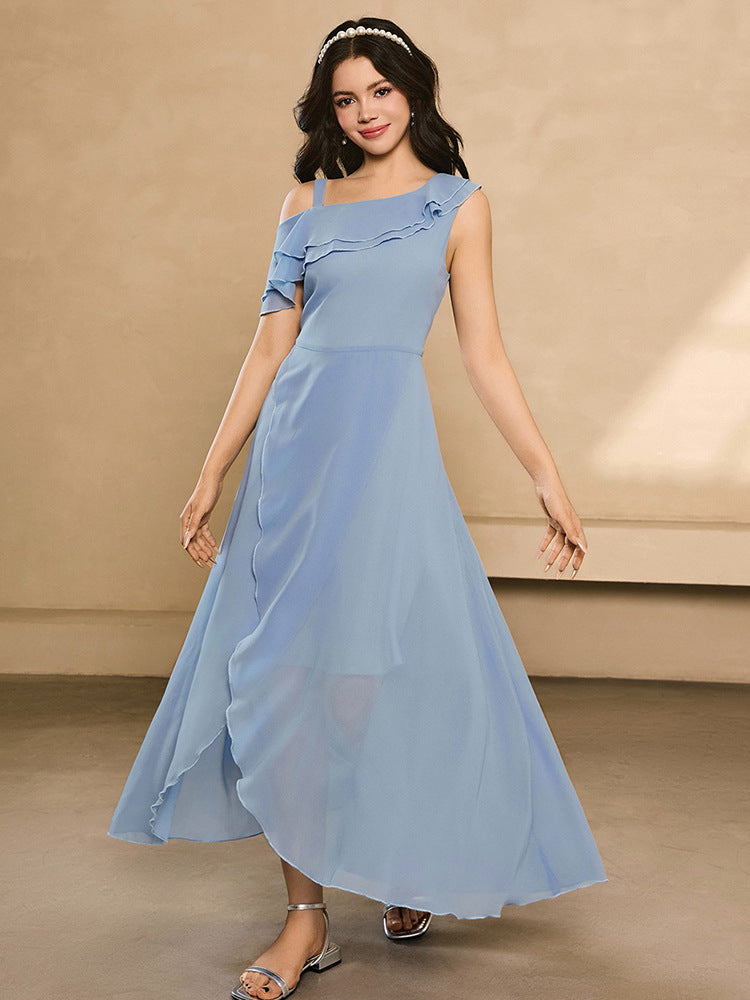 女童小主持人雪纺晚礼服高端钢琴演奏小提琴演出服学生朗诵表演裙