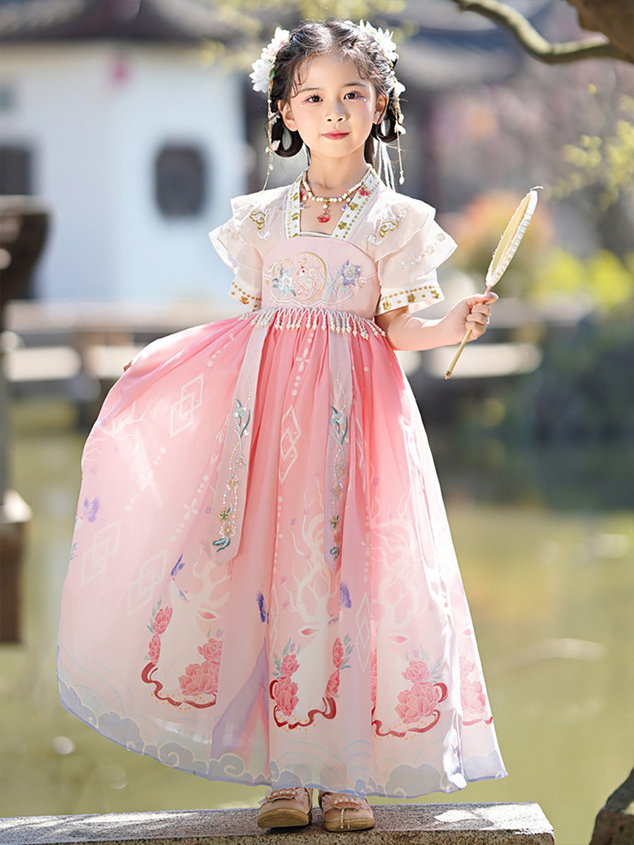 女童汉服2025新款春夏中国风舞蹈连衣裙儿童公主裙中大童