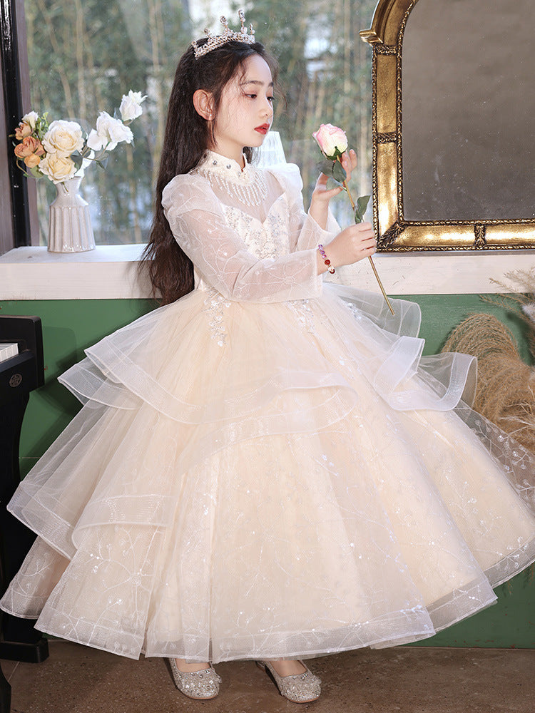 儿童礼服韩系女童高端新款上台钢琴演奏公主裙生日洋气亮片晚礼服