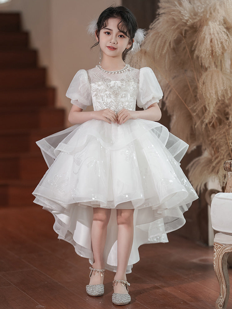 花童婚礼小女孩公主裙燕尾演出服夏2025新款小主持人女童高端礼服