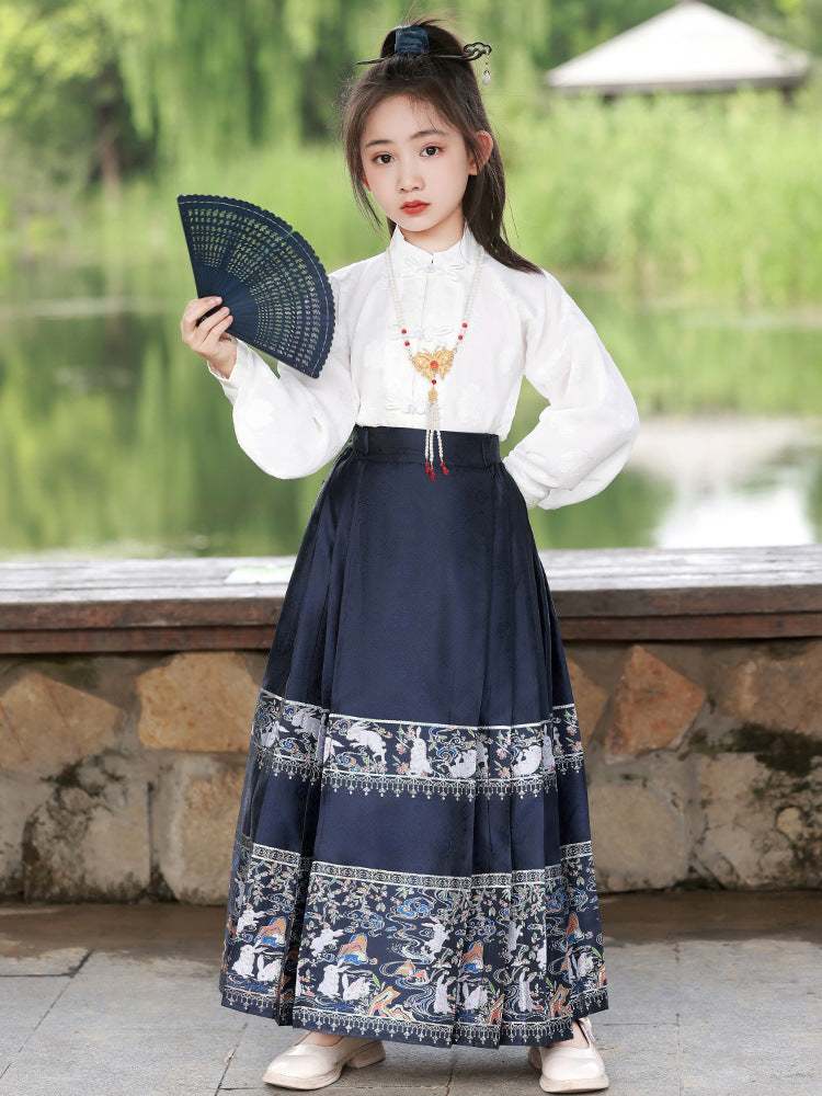 马面裙女童春秋新中式古风小女孩2025新款新年套装儿童女汉服套装