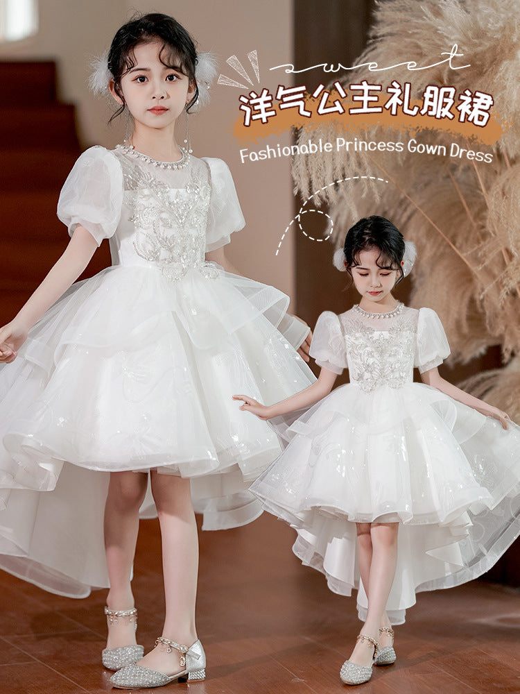 花童婚礼小女孩公主裙燕尾演出服夏2025新款小主持人女童高端礼服