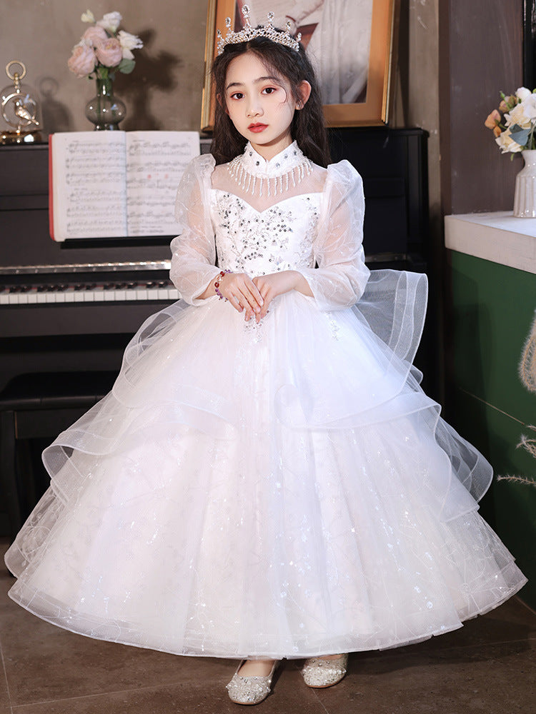 儿童礼服韩系女童高端新款上台钢琴演奏公主裙生日洋气亮片晚礼服