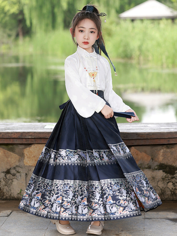 马面裙女童春秋新中式古风小女孩2025新款新年套装儿童女汉服套装