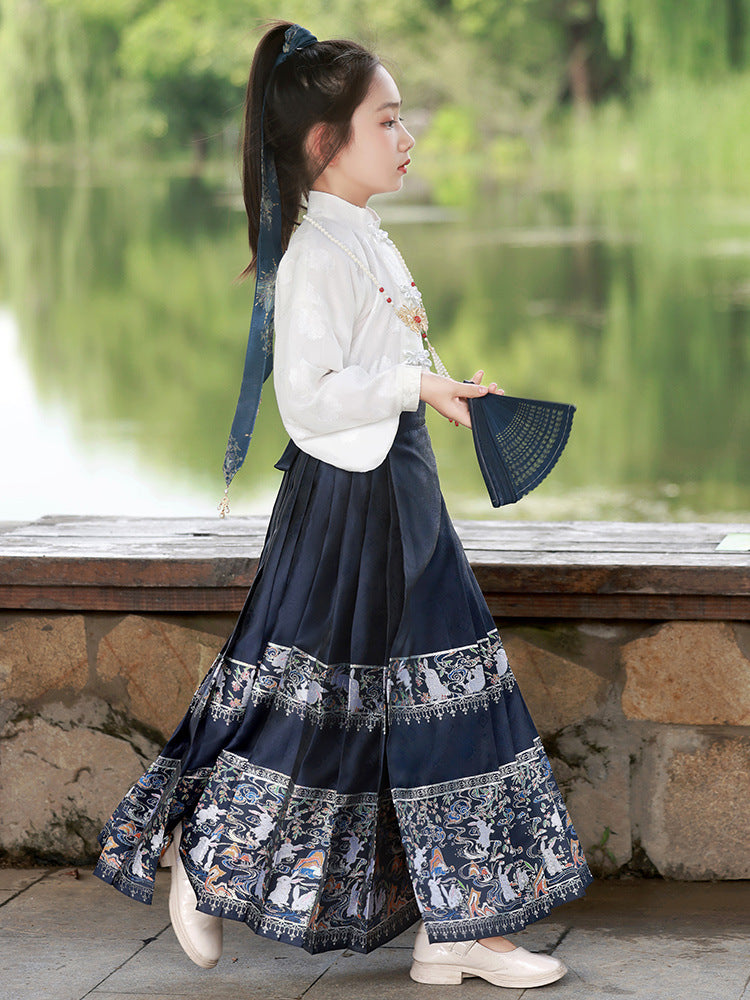 马面裙女童春秋新中式古风小女孩2025新款新年套装儿童女汉服套装