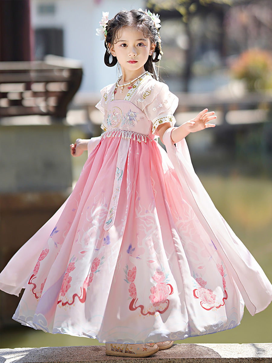 女童汉服2025新款春夏中国风舞蹈连衣裙儿童公主裙中大童