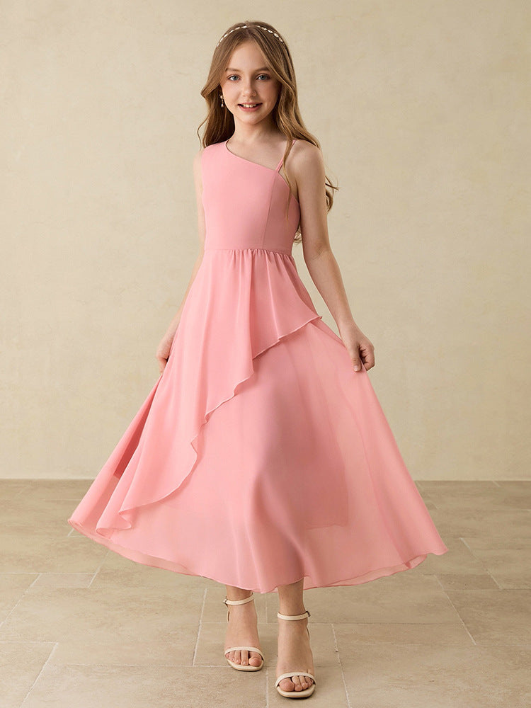 儿童小主持礼服2025新款女童公主裙气质钢琴演奏演出服雪纺连衣裙