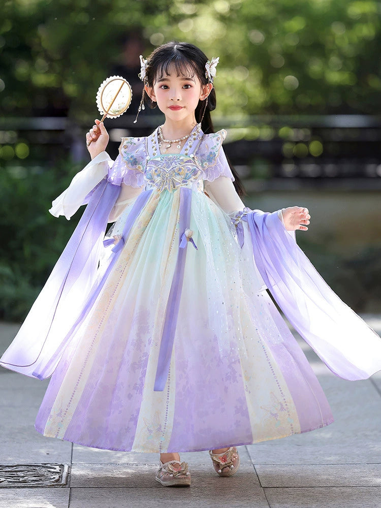 儿童中国风飘逸唐装古装连衣裙女童汉服秋季新款古风仙气裙子