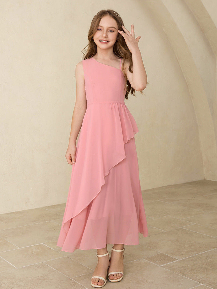 儿童小主持礼服2025新款女童公主裙气质钢琴演奏演出服雪纺连衣裙