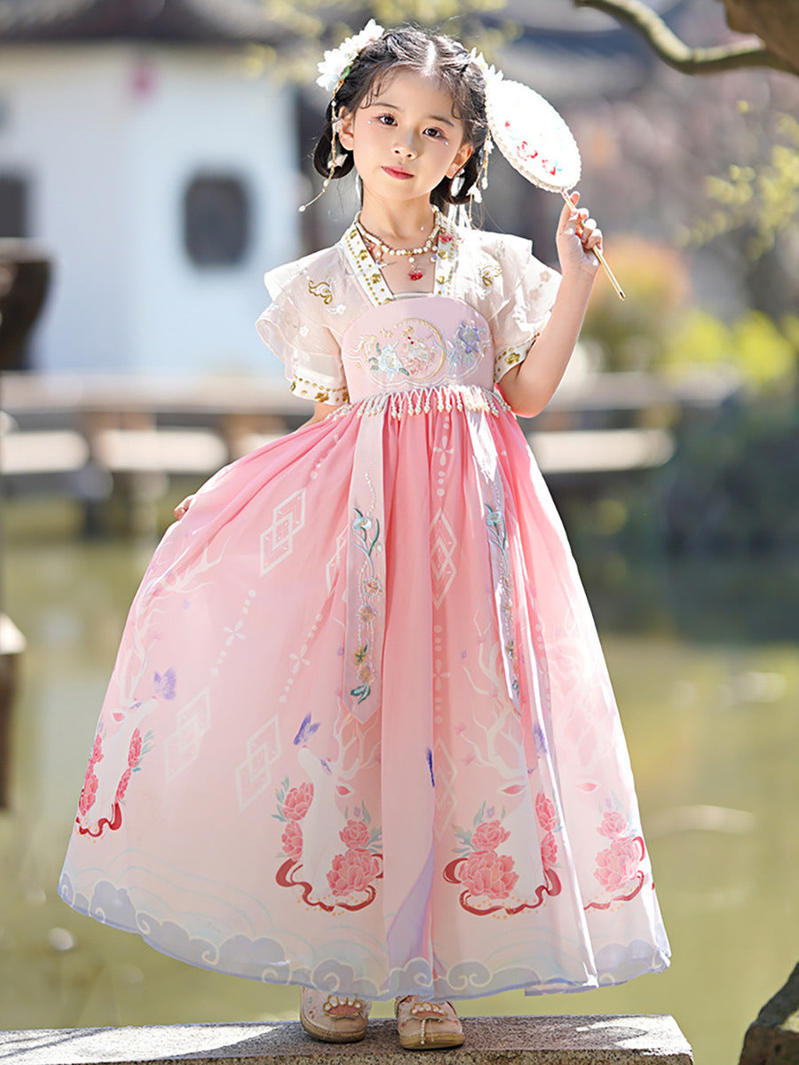 女童汉服2025新款春夏中国风舞蹈连衣裙儿童公主裙中大童