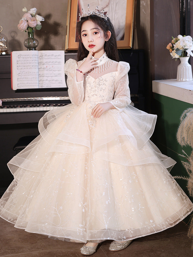 儿童礼服韩系女童高端新款上台钢琴演奏公主裙生日洋气亮片晚礼服