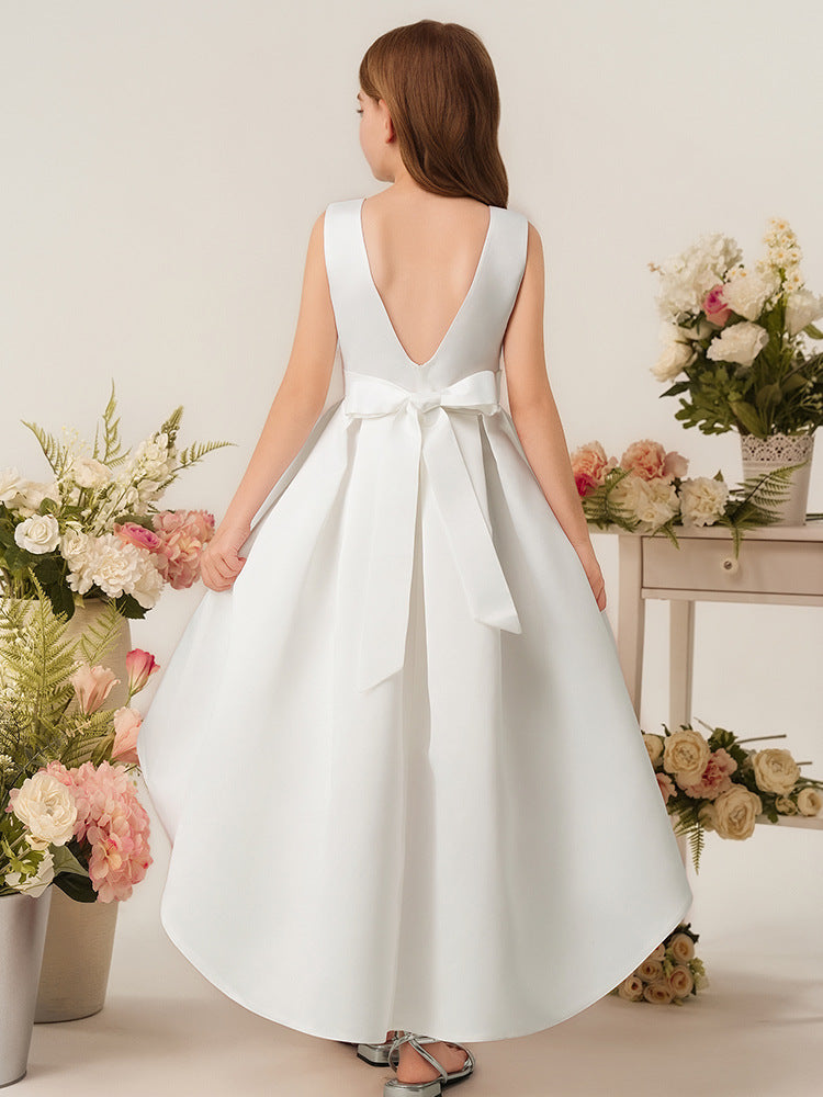 儿童钢琴演出服模特走秀礼服女童晚礼服2025新款前短后长公主裙