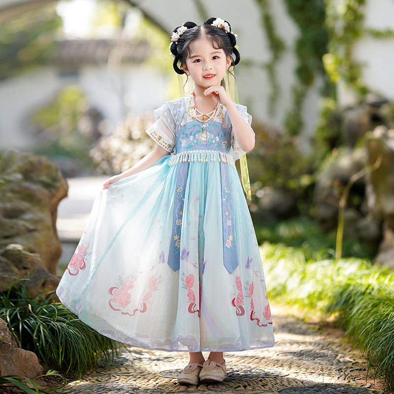 女童汉服2025新款春夏中国风舞蹈连衣裙儿童公主裙中大童