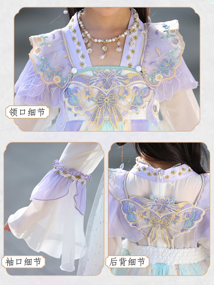 儿童中国风飘逸唐装古装连衣裙女童汉服秋季新款古风仙气裙子