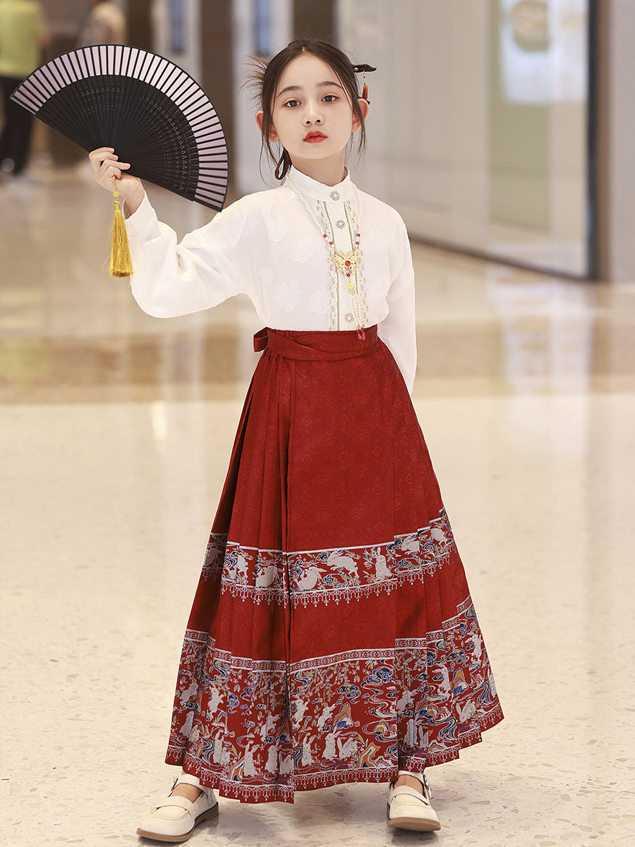 中大童古风裙秋季新款儿童套装马面裙小女孩汉服女童中国风公主裙
