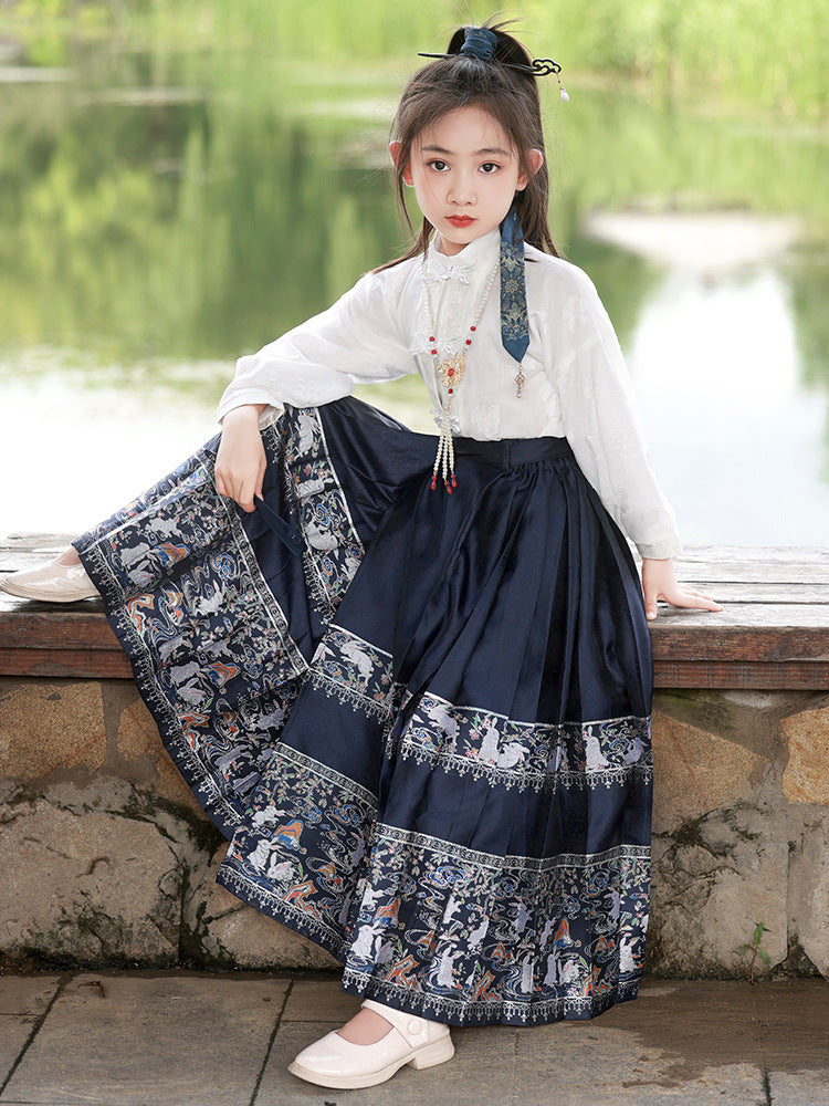 马面裙女童春秋新中式古风小女孩2025新款新年套装儿童女汉服套装