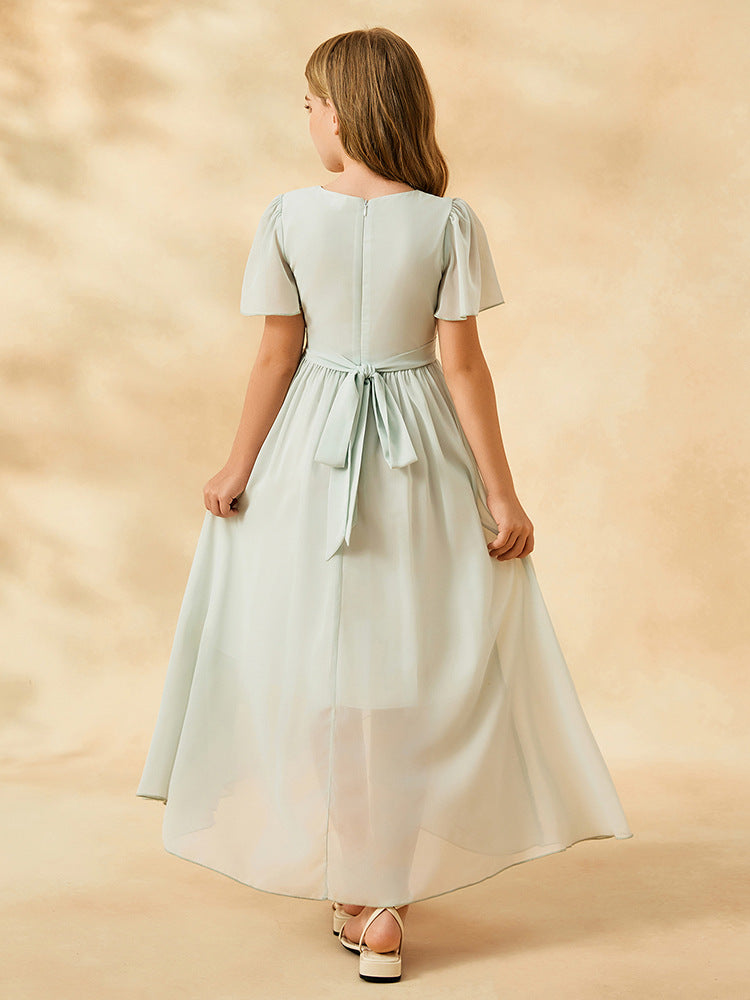 2025女儿童礼服雪纺连衣裙舞台演奏音乐会晚礼服小提琴钢琴演出服